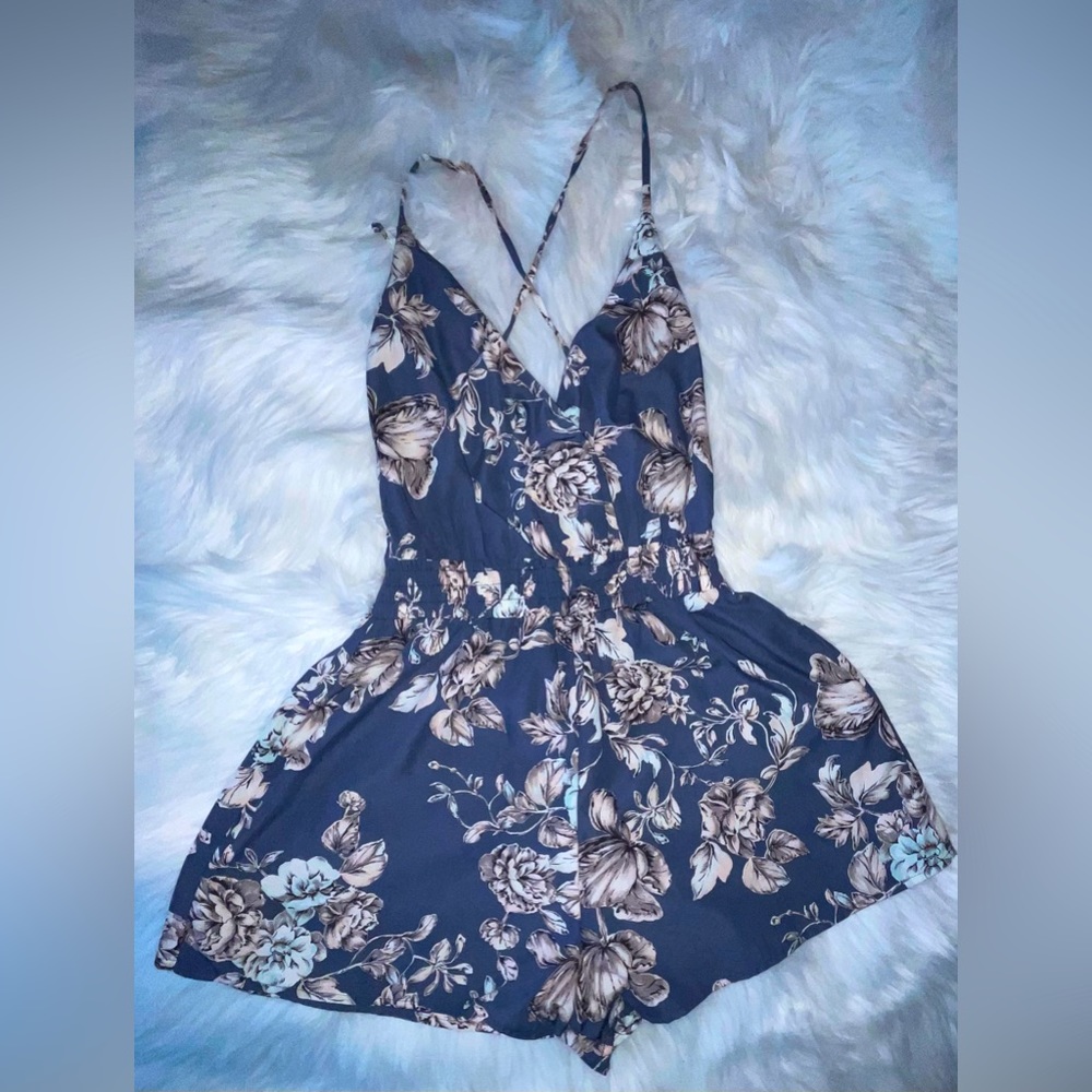 Blue floral romper